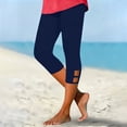thumbnail image 2 of Hurxie Capris for Seniors Stretchy Buttery Soft Capri Leggings Athletic Workout Cropped Elastic High Waisted Yoga Pants Navy,L, 2 of 7