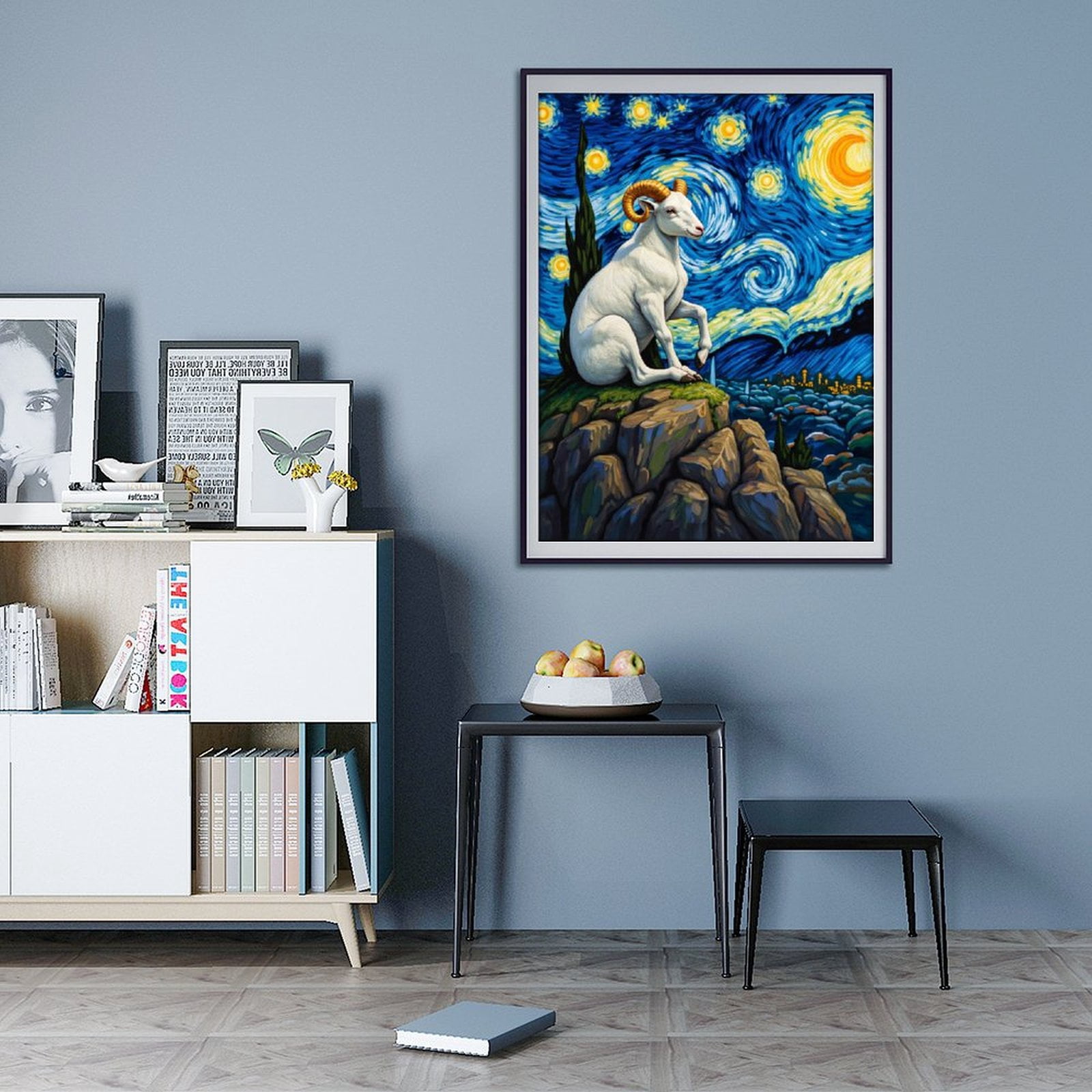 Diamond Art Kit for Adults, Ram On Rock Starry Sky Night Diamond Painting for Adults Beginners, DIY Diamond Art Painting Kits, 5D Diamond Painting Crafts for Home Decor 12x16 Frameless