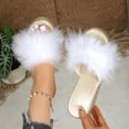 thumbnail image 6 of Samdudou Platform Sandals for Women Fluffy Faux Fur Slip On Wedge Slippers Elevated Heel Open Toe Slides Fashion Summer Footwear Casual Dressy Indoor Outdoor Shoes, 6 of 9