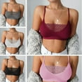 thumbnail image 5 of WBQ 2 Packs Lace Neckline Camisoles Bras, Plus Size Spaghetti Straps Wire-free Women's Sexy Casual Bra with Pads, Asian Size S to 5XL, 5 of 5