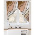 thumbnail image 2 of Brown Ombre Swag Valances for Windows, Modern Geometric Abstract Aesthetic Cream Rod Pocket Sheer Valances for Large Windows, Swag Toppers Light Filtering for Kitchen Living Room 2 Panels 36''x63'', 2 of 6