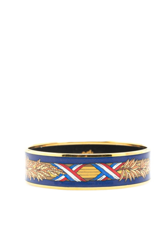 Pre-Owned Hermes GM Enamel Cloisonn Bracelet in Gold and Multicolor Plated for Women (Good)