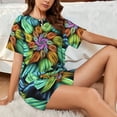 thumbnail image 6 of Bixox Women's Hippie Style Printed Pajama Set 2 Piece Lounge Set Top and Shorts Soft Pajamas, Shorts with Pockets, 6 of 7