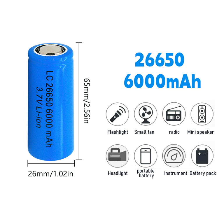 26650-batteriet är ett litiumbatteri på 3.7 Volt