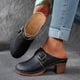 thumbnail image 2 of Correas de Tacón para Tacones Altos Bloque de Hebilla Tacón Clog Mules, Tacones Altos de la Mujer Estilo Madera Cerrado Dedo Del Pie, 2 of 9