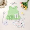 thumbnail image 4 of Younger Tree Baby Girl Outfits Summer Sleeveless Bow Vest Top Print Shorts Clothes Set with Bag and Headband for 18-24 Months, 4 of 8