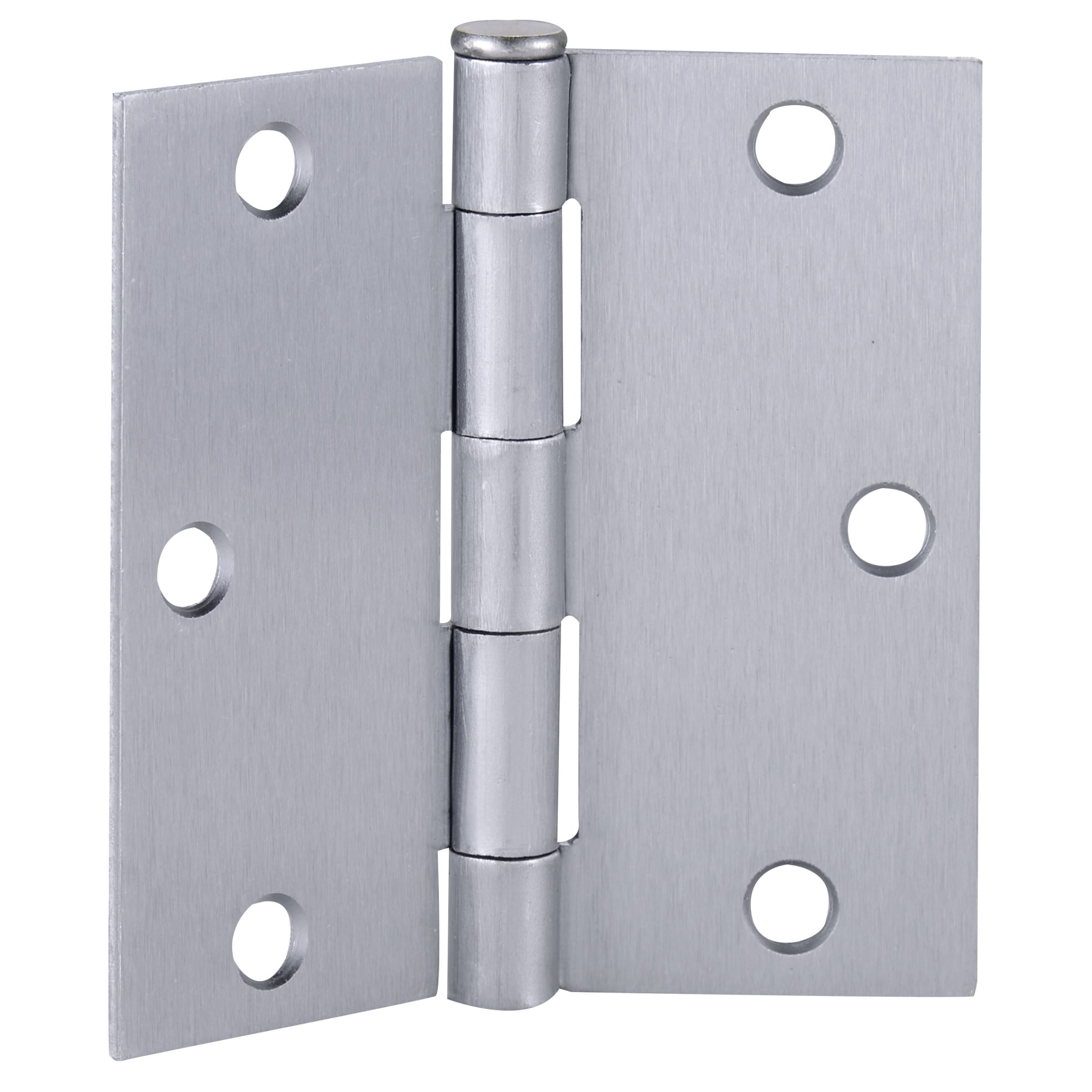 Brushed Chrome Steel Plain Bearing Door Hinge with Removable Pin, 3-1/2 x 3-1/2 in. Square Corner, 3-Pack