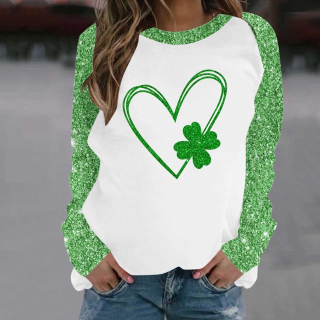 Qiopertar Mode Femmes Imprimé Col Rond Pull Tops Manches Longues Blouse Confortable Chandail en Molleton Offres de la Semaine Liquidation Moins de 5$ jusqu'à 90 % de Réduction
