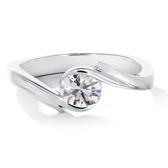 Spot Jewel 1.6Ct Round Cut Diamond Ring for Her - 14K White Gold Over Solitaire Ring - Sweeping Engagement Bypass Ring for Women's - Classic Wedding Women's Ring for Her - Gift for Birthday