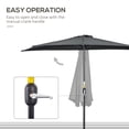 thumbnail image 4 of Outsunny 9.8ft Half Umbrella Patio Parasol Sun Shade, Crank Handle, Black, 4 of 10
