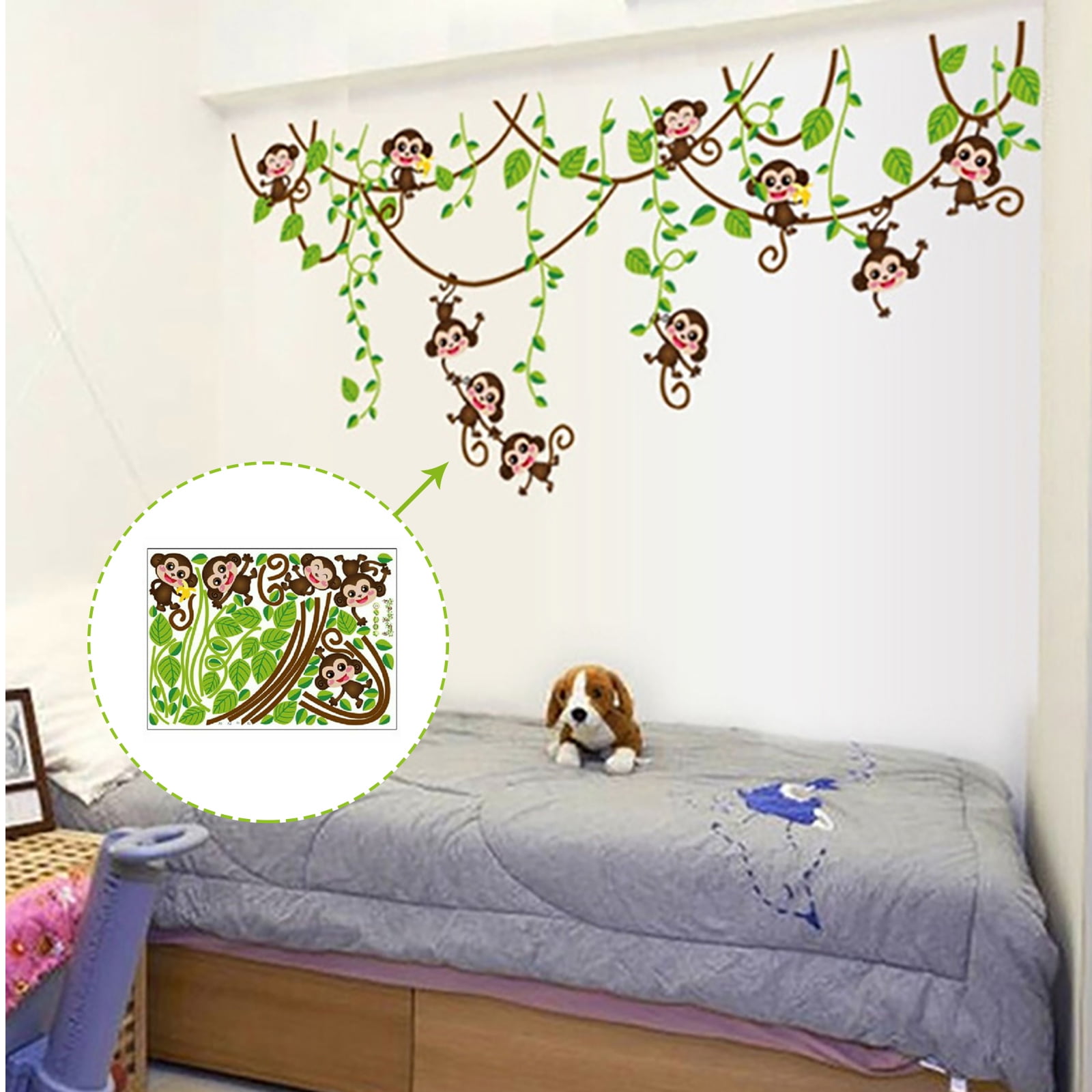 Jungle Monkey Tree Wall Stickers Kids Nursery Bedroom Removable Art Decor Decals Jungle Monkey Tree Wall Stickers Kids Nursery Bedroom Removable Art Decor Decals