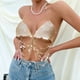 thumbnail image 5 of Gibobby Camisola colgante de cuello halter de lentejuelas de metal sexy de color sólido para mujer(Dolado,Talla única), 5 of 5
