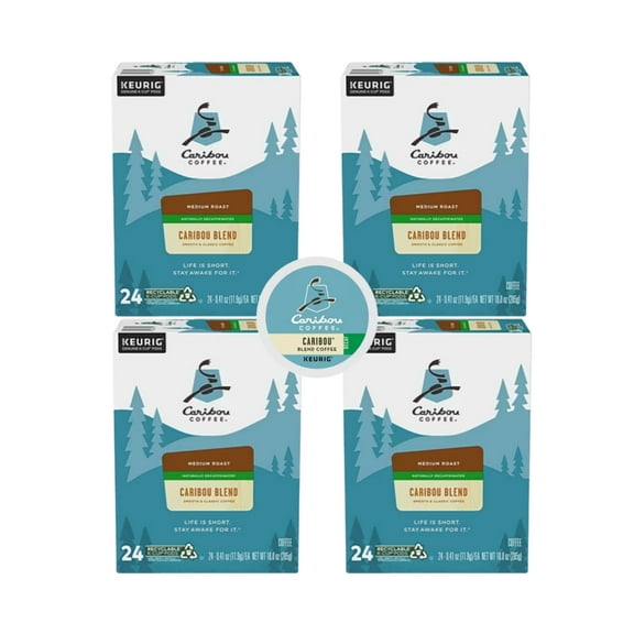 Caribou Blend Decaf Medium Roast Coffee K Cup Pods, 96 K Cups Total