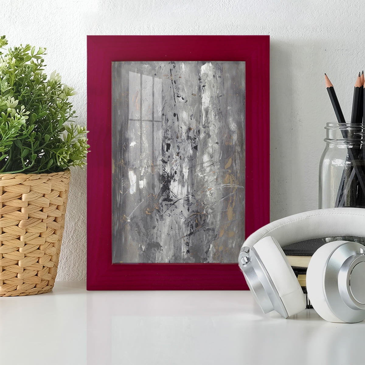 Ancient Marks I - Framed Print w/glass - Cherry Red