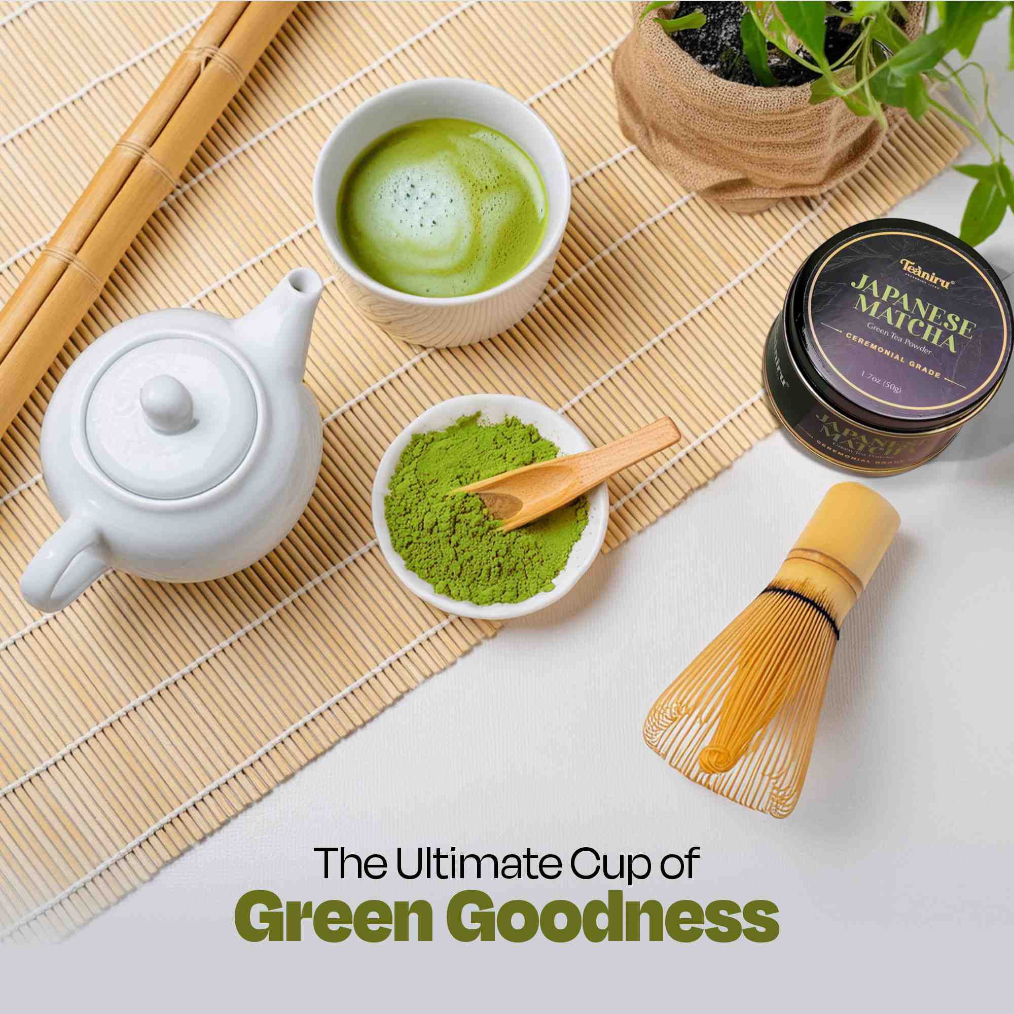 Teaniru, Japanese Matcha Ceremonial Grade - Green Tea Powder, 1.75 OZ | Authentic Japanese 1st Harvest | For Energy & Focus| Your Everyday Super Drink - Serves up to 100 Cups