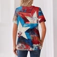 thumbnail image 3 of Iaqnaocc 250 Anniversary Usa Shirt for Women 4th Of July Summer Button Up V Neck Vintage Shirts Patriotic American Flag Stars Festival Short Sleeve Tee Tops Vermilion XL, 3 of 3