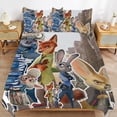 thumbnail image 4 of Ensemble de Literie Confortable 3 Pcs Zootopia Housse de Couette Lit Simple avec 2 Taies d'Oreiller 90"x90 Pouces, 4 of 7