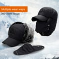 thumbnail image 4 of sunsanly Unisex Winter Hat Thickened Fleece Lined Ear Protection Windoroof Buckle Fasten Heat Retention Outdoor Skiing Skating Snowboarding Lei Feng Hat, 4 of 8
