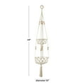 thumbnail image 3 of DecMode 10" x 10" x 49" Round White Fabric Handmade Hanging Macrame Wall Planter, 3 of 7