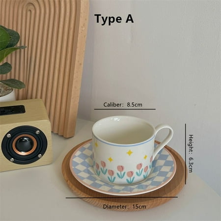 

Cutelife Vintage Floral Ceramic Coffee Coasters Kitchen Breakfast Milk Tea Cup Set Reusable Decorative Cup Tableware