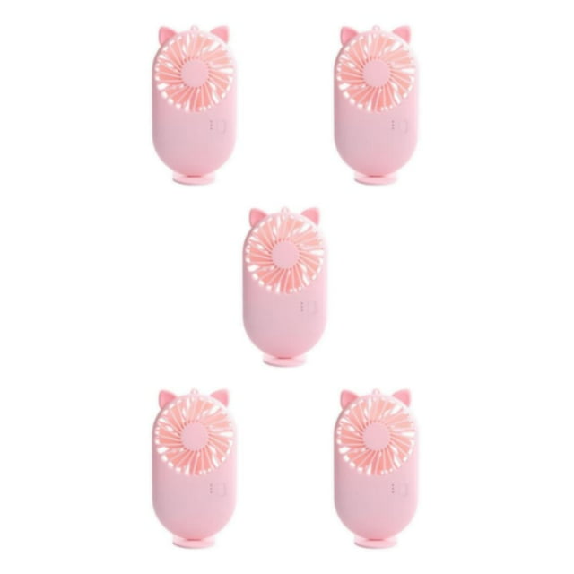 Guardoinrt Portable Mini Fan Handheld Personal USB Table Pocket Rechargeable Fans Pink Kitten 5Set