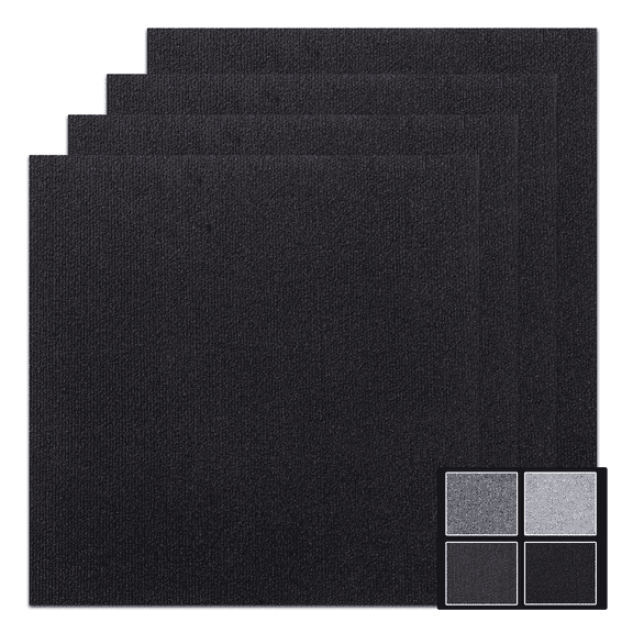 Emaraxy 24"x24" Peel and Stick Carpet Tiles, Self-Adhesive Squares, Black, 20 Pack