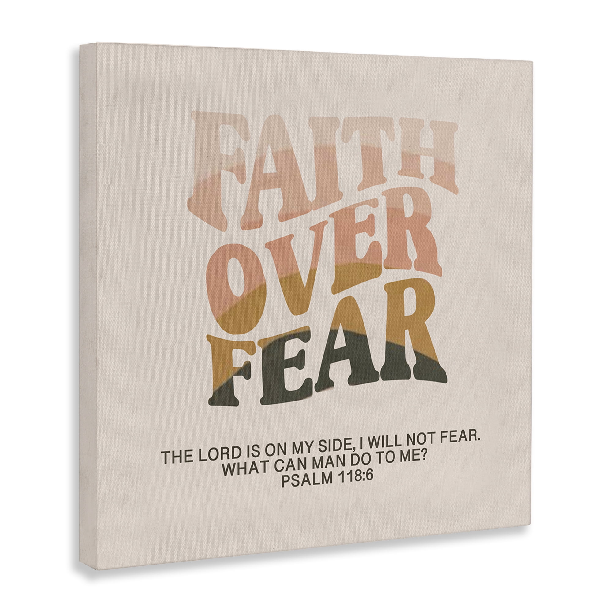 Stupell Industries Retro Faith Over Fear Religious & Spiritual Painting Wrapped Canvas Art Print Wall Art, 24 x 24