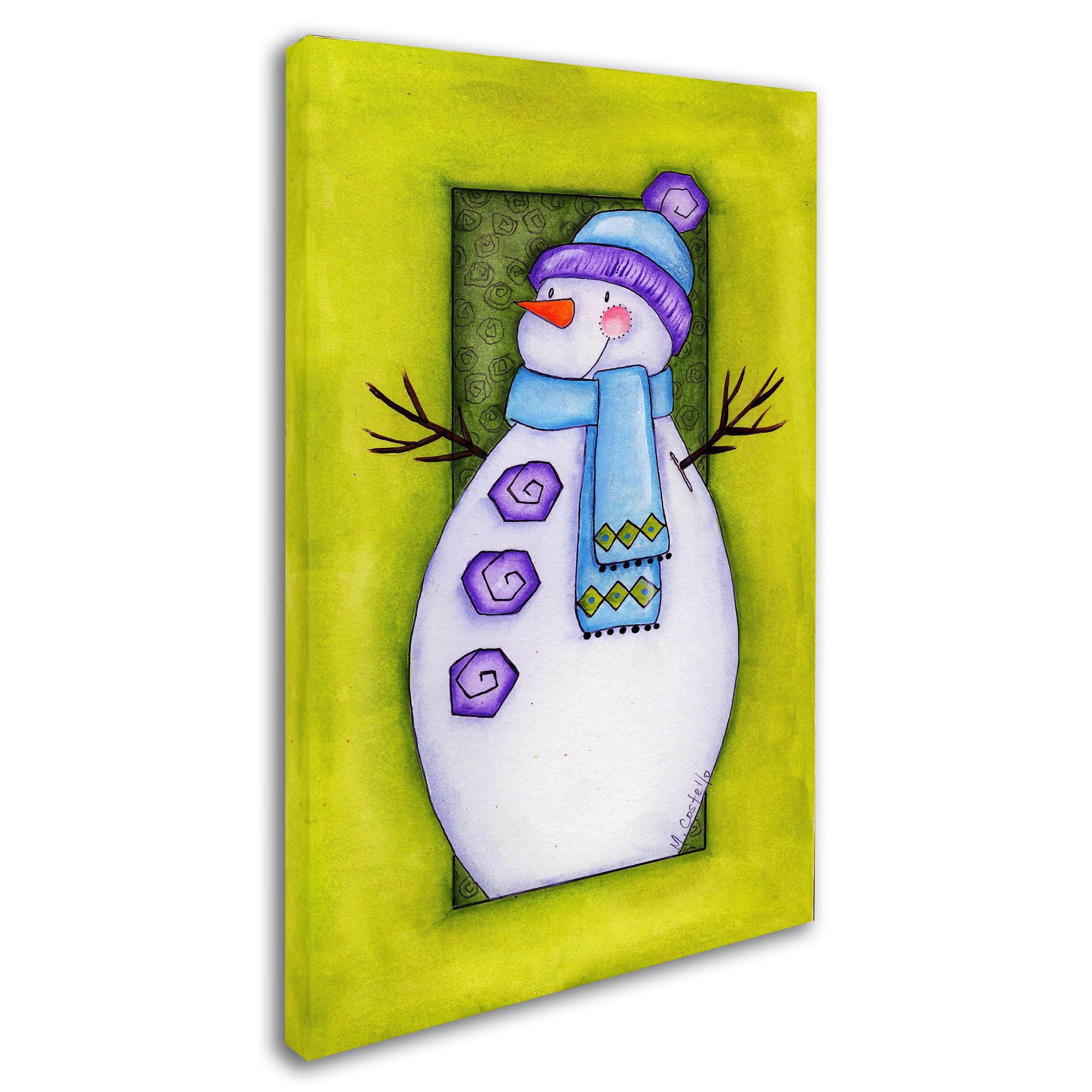 Trademark Fine Art 'Holiday Wishes Snowman' Canvas Art by Maureen Lisa Costello