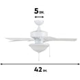 thumbnail image 2 of Portage Bay Viretta 42" Ceiling Fan with Light, Quiet Motor & Pull Chain, White, 2 of 6