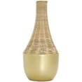 thumbnail image 6 of DecMode 15" Handmade Woven Brown Rattan Vase with Gold Metal Base, 6 of 9