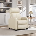thumbnail image 2 of Alden Design Faux Leather Push Back Theater Recliner Chair with Footrest, Beige, 2 of 10