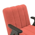 thumbnail image 3 of Modern Teddy Sherpa Accent Chair with Espresso Wood Frame - Coral Upholstery, Ideal for Living Room & Office, 3 of 7