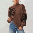 thumbnail image 6 of Weiqiqre Sweaters for Women Floral Mock Neck Long Sleeve Sweaters Dressy Casual Cute Pullover Knit Sweater Tops, 6 of 7
