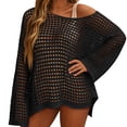 thumbnail image 2 of Crochet Cover Ups for Women Sexy Hollow Out Swim Cover Up Knit Summer Black XL, 2 of 8