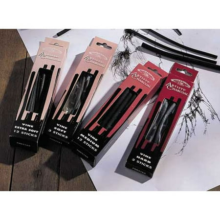 Winsor & Newton - Charcoal Sticks - Vine Charcoal- 3 Sticks Per Box - Extra Soft - Walmart.com
