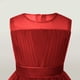 thumbnail image 3 of Vestido sin mangas con cuello redondo para niña, elegante, de malla con purpurina, con lazo irregular y degradado de colores, falda de poliéster., 3 of 4