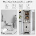 thumbnail image 3 of OKD Farmhouse Tall Corner Cabinet with Barn Door & Adjustable Shelves, 68" Rustic Wood Corner Cabinet with Storage Cabinet for Bathroom, Kitchen, Antique Brush White, 3 of 9