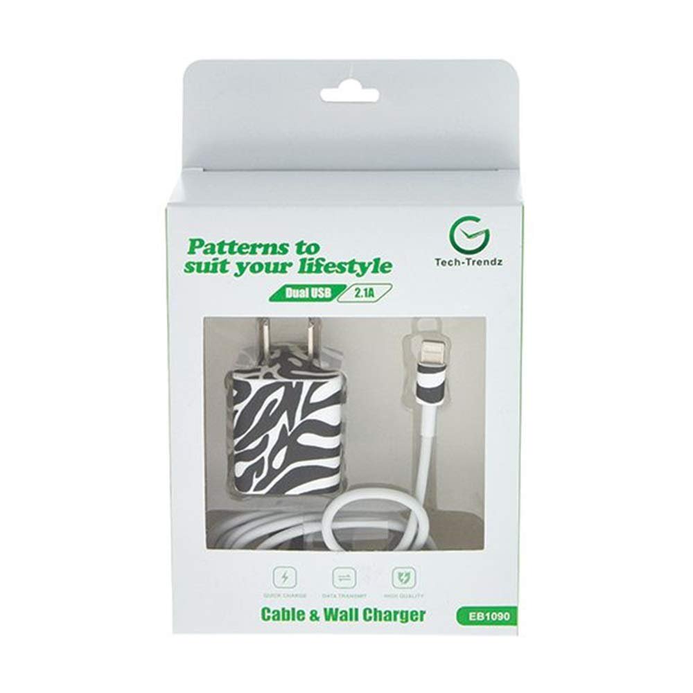 Tech Trendz Zebra Pattern Cell Phone Charger Set Compatible with Mobile