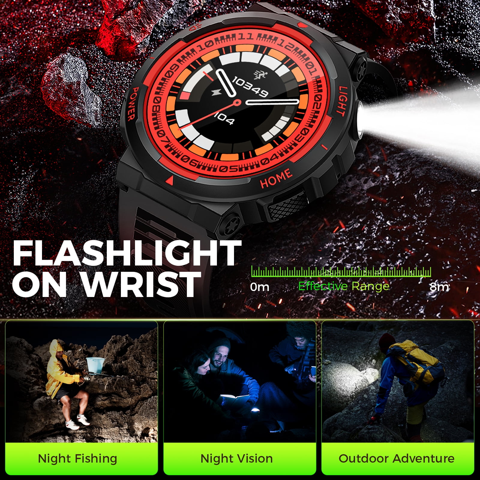 Cyberdyer Sports Smart Watch for Men(Answer/Dial Calls) with Flashlight, 3ATM Waterproof 1.53'' Screen Big Battery Rugged Smartwatch, 100+ Sport Modes Fitness Tracker for iPhone Android