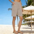 thumbnail image 6 of Duoif Womens High Waisted Long Shorts with Pocket Workout Wide Leg Loose Knee Length Shorts Cotton Short Pants Pull-On Solid Walking, Beige, L, 6 of 7