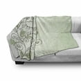 thumbnail image 3 of Leaf Soft Flannel Fleece Throw Blanket, Natural Fantasy Arrangement with Intricate Swirling Vines and Leaves, Cozy Plush for Indoor and Outdoor Use, 50" x 60", Pale Green Army Green, by Ambesonne, 3 of 6