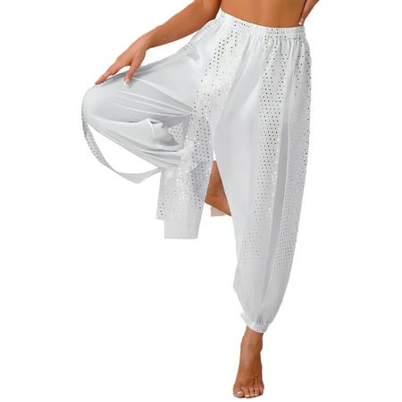 MSemis Women s Belly Dance Pants Bloomers Bollywood India Dance Costume Loose Pants White One Size