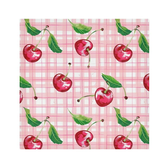JSTEL Cherry Grid Buffalo Cloth Napkins Set of 1, 20x20 Inch Washable and Reusable Napkin for Decoupage Dinner Party Everyday Use