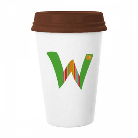 

W Alphabet Orange Fruit Cute Pattern Mug Coffee Drinking Glass Pottery Cerac Cup Lid