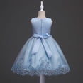 thumbnail image 6 of MGDXOX Girls Sleeveless Lace Bodice Tulle Dress with Pearl Neckline and Floral Lace Hem Formal Party Dress for Wedding Blue 3-4Years, 6 of 7