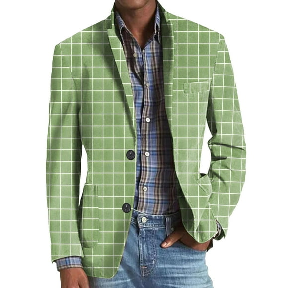 Manteau pour Homme Adulte pour Mariage, Nouveau Complet Décontracté à Carreaux Imprimés, Costume d'Affaires à la Mode, Vêtements (Vert, TTG)