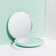 thumbnail image 5 of wobsion LED Lighted Travel Makeup Mirror, 1x/10x Magnification Compact Mirror, Portable for Handbag, Purse, Pocket, 3.5 inch Illuminated Folding Mirror, Handheld 2-Sided Mirror, Round, Cyan, 5 of 5