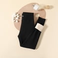 thumbnail image 2 of ZHOGXU Playful Button Waist Solid Color Winter Fleece Lined Leggings Kids Pants For Girls Comfortable Everyday Wear, 2 of 9