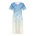 thumbnail image 4 of Summer Saving Wycnly Summer Dresses for Women Trendy Plus Size Loose Swing Tunic Sundresses with Pocket 2024 Short Sleeve V-Neck Feather Print Long Formal Dress Light Blue l, 4 of 4