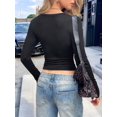 thumbnail image 6 of Womens Long Sleeve T Shirts Fall Fashion Basic Crop Tops Going Out Outfits Y2k Clothes Black XL, 6 of 7